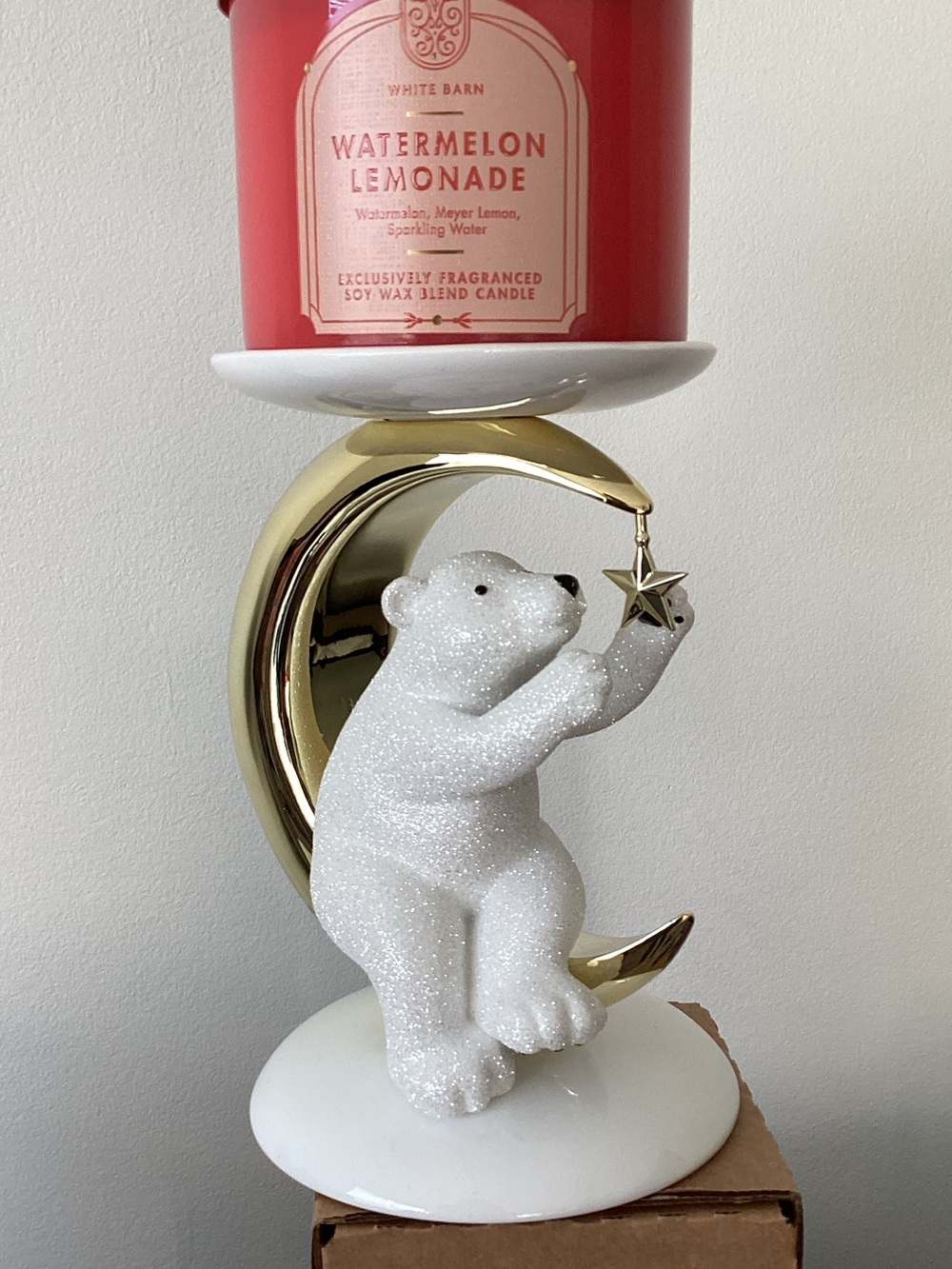 Bath & Body Works Holiday Polar Bear Moon Crescent Three Wick Candle Holder